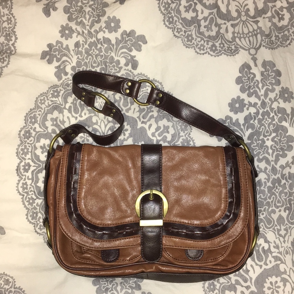 Faux leather shoulder bag with buckle detail. - Picture 2 of 5